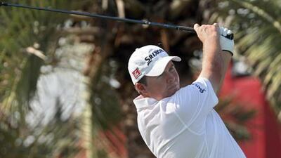 Shane Lowry watches his shot at the Abu Dhabi Golf Championship.