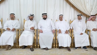 Sheikh Ahmed bin Mohammed, centre, and Mohammed Ben Sulayem, left. Photo: Wam