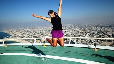 Cheyenne Woods spent time at the helipad on top of the Burj Al Arab Hotel after her second round of the Omega Dubai Ladies Masters on the Majlis Course at the Emirates Golf Club. Warren Little / Getty Images