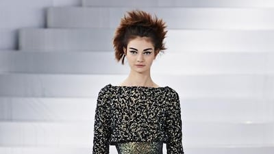 Model Antonina Vasylchenko wears Look 42 at the Chanel 2014 spring/summer haute couture show in Paris. Photo: Chanel