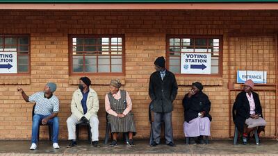People queue to vote in the South African elections in Ga Mahlanhle, Limpopo Province, on Wednesday. Reuters