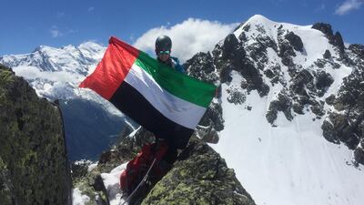 Emirati Dana Al Ali, who is finalizing her preparations for an attempt to scale Mount Everest, is seen training in Chamonix, France. Courtesy Danah Al Ali