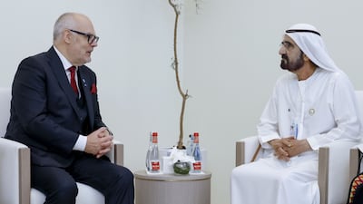 Sheikh Mohammed bin Rashid, Vice President and Ruler of Dubai, with Estonia's President Alan Karis. Wam