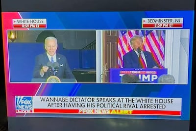 A Fox News headline following news that Donald Trump had been indicted in federal court. AP