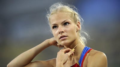 A file picture dated August 28, 2011 shows Darya Klishina from Russia react during the Women's Long Jump final at the 13th IAAF World Championships in Daegu, Republic of Korea. Franck Robichon / EPA