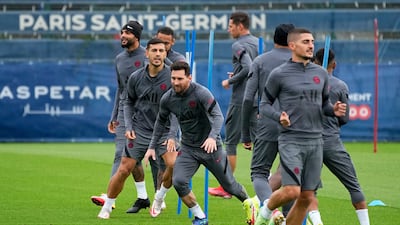 Lionel Messi during training session on Monday. AP