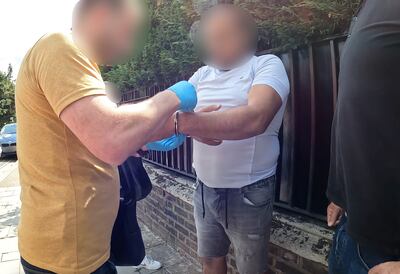 Smuggler Ahmed Eibd being arrested in London, in an operation by UK law enforcement. Photo: NCA