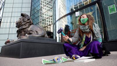 At least 19 windows were shattered by a group of nine female protesters from Extinction Rebellion. Reuters