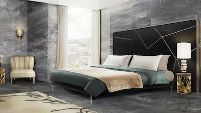 Upgrade your bedroom with quality bed linens and this plush rug from Covet House. Courtesy Covet House