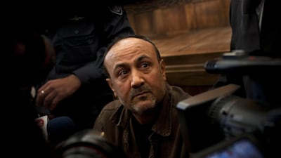 Marwan Barghouti appears in a Jerusalem court. Bernat Armangue / AP Photo
