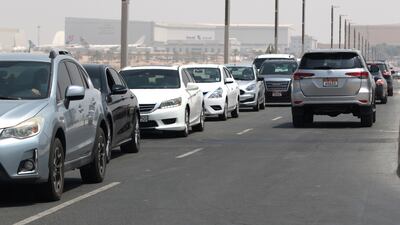 Bumper-to-bumper traffic outside Biogenix Labs in Masdar City, Abu Dhabi.