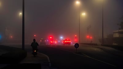 Commuters were greeted by foggy skies in Dubai