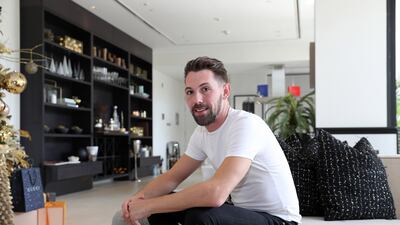 Ryan Almond in his one-bedroom apartment at the Seventh Heaven residential building at Al Barari, Dubai. All photos: Pawan Singh / The National