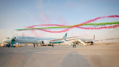 Etihad aircraft on display at the Dubai Airshow this week.