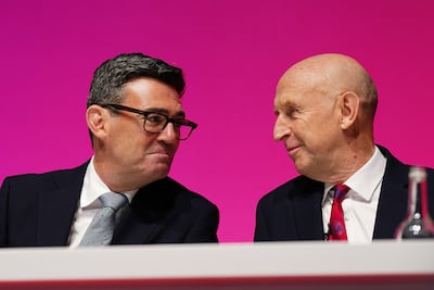 UK Prime Minister Andy Burnham and Chancellor of the Exchequer John Healey attend day the Labour Party Conference in Liverpool last month. Getty Images