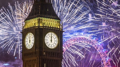 Fireworks light up the London skyline over Big Ben and the London Eye just after midnight on January 1, 2023 in London, England. Getty Images