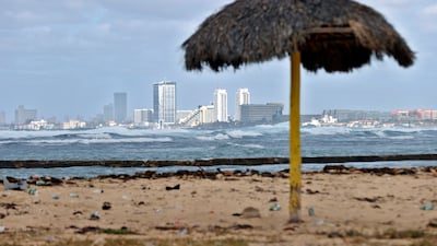 Strong waves crash along the coast in Havana, Cuba, on February 23. EPA
