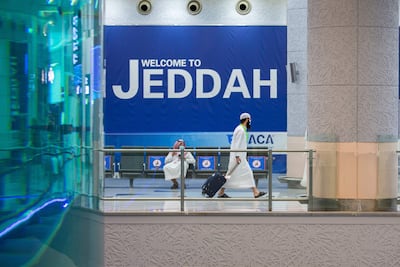Dubai to Jeddah was the third-busiest international air route in the world in April. AFP / Saudi Ministry of Hajj and Umra