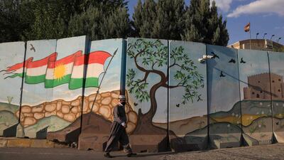 A man walks in the vicinity of Erbil Citadel in the capital of the northern Iraqi Kurdish autonomous region amid a lockdown to combat the spread of the coronavirus. AFP