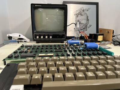 Co-founder of Apple Steve Wozniaki signed the chipboard for Apple's first computer