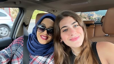 The National's Fatima Al Mahmoud, right, and her mother in Beirut, Lebanon. Fatima Al Mahmoud / The National