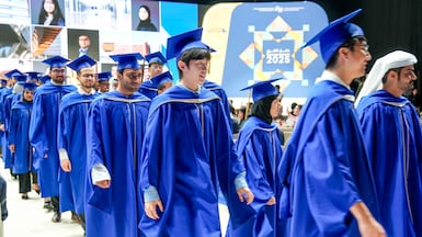 Students during the commencement 2025 of MBZUAI, the world’s first graduate-level AI university. (Pawan Singh for The National)