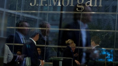 The reception area to JP Morgan was the top earner during a record quarter for investment banking fees, according to Refinitiv. Reuters.