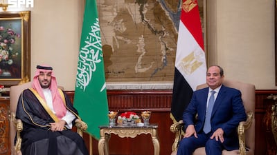 Saudi Crown Prince Mohammed bin Salman with Egyptian President Abdel Fattah El Sisi in Cairo. Photo: SPA