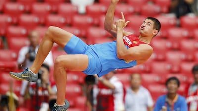 Ilya Shkurenev of Russia reacts as he competes in the pole vault event of the men’s decathlon during the 15th IAAF World Championships at the National Stadium in Beijing, China, August 29, 2015. Kai Pfaffenbach / Reuters