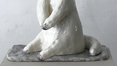 Ceramic dog by French sculptor Clementine De Chabaneix at Comptoir 102
