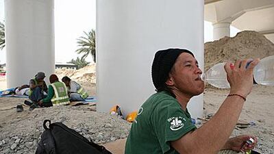 Outside jobs can be thirsty work, as this photograph, taken before Ramadan, shows.