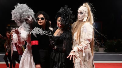 Guests dress like thriller character walk the red carpet ahead of the Michael Jackson's Thriller 3D screening. Vittorio Zunino Celotto / Getty Images