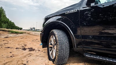 The V8 engine produces 395hp. Leslie Pableo for The National