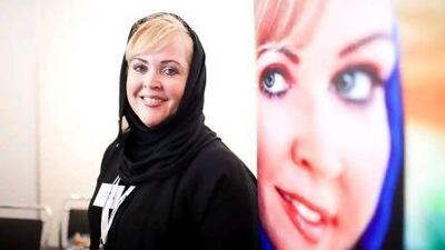 Dedra Stevenson, the author of The Hakima's Tale, at the Middle East Film & Comic Con.