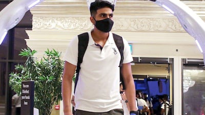 Kolkata Knight Riders batsman Shubman Gill at their team hotel in Abu Dhabi for IPL 2020. Courtesy Kolkata Knight Riders twitter / @KKRiders