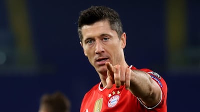 Robert Lewandowski celebrates opening the scoring. Getty