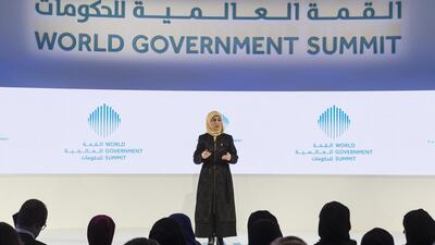 Hanan Al Hroub, recipient of the Global Teacher Prize 2016, speaks at the World Government Summit. Antonie Robertson / The National