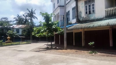 The streets of Maungdaw township, in Myanmar's northern Rakhine state lie deserted on August 25, 2017 after residents were told to stay in their homes by authorities after an attack by so-called Bengali extremists reportedly left one Myanmar soldier, 10 Myanmar police and several attackers dead. Wai Moe / AFP