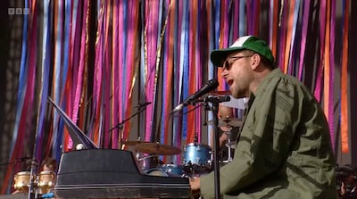 Damon Albarn performed with Bombay Bicycle Club at Glastonbury. Photo: BBC