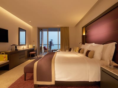 The deluxe sea view rooms have their own terraces. Kempinski Hotel Muscat. Courtesy Kempinski Hotel Muscat