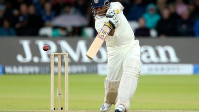 India great Sachin Tendulkar in action with MCC, plays a shot against Rest of the World XI on Saturday at the Lord's Bicentenary match. Tendulkar made 44 runs from 45 balls in the victory. Ben Hoskins / Getty Images
