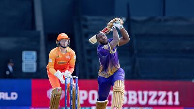 Andre Russell of Abu Dhabi Knight Riders on the attack