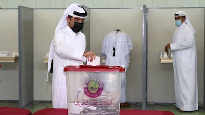 A man casts his ballot at a polling station in the northern coastal city of Al Khor, Qatar AFP