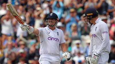 England's Alex Lees celebrates his 50. AFP