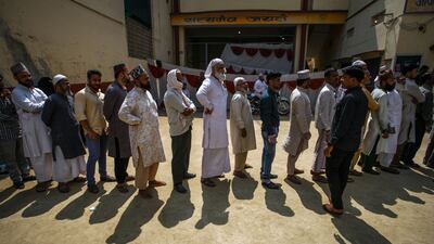 People queue to vote in state elections in Varanasi, Uttar Pradesh, in May. Getty