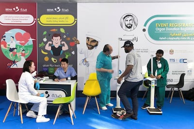 An organ donation awareness campaign in Abu Dhabi. According to the UAE’s National Programme for Organ Donation and Transplantation, 111 transplants were carried out in the country this year alone. Reem Mohammed / The National