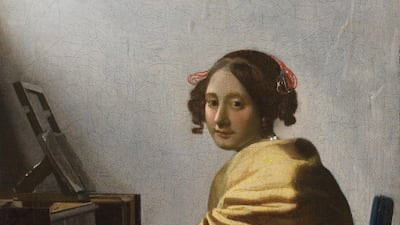 Young Woman Seated at a Virginal (c.1670), detail, by Johannes Vermeer (1632-1675), Oil on canvas