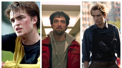 From left: Robert Pattinson as Cedric Diggory in 'Harry Potter and the Goblet of Fire', Connie Nikas in 'Good Time', and Neil in 'Tenet'. Photo: Warner Bros, Elara Pictures