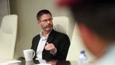 Bill Lashbrook, the planning manager at the Urban Planning Council, speaks at a meeting detailing plans in the road design manual.