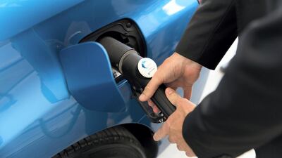 The Middle East's first hydrogen refilling station in Al Badia, which was developed in partnership with France's Air Liquide. Dubai plans to trial a hydrogen fuel cell powered fleet of cars during the Expo next year. Reem Mohammed/The National